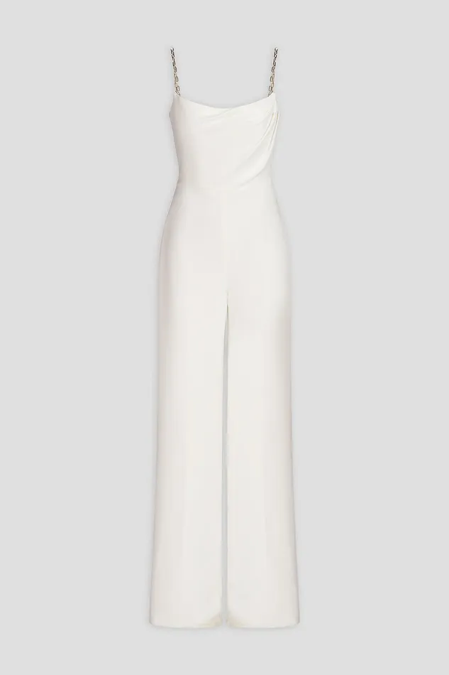 Halston Brea Jumpsuit In Stretch Crepe Chalk Women Jumpsuits