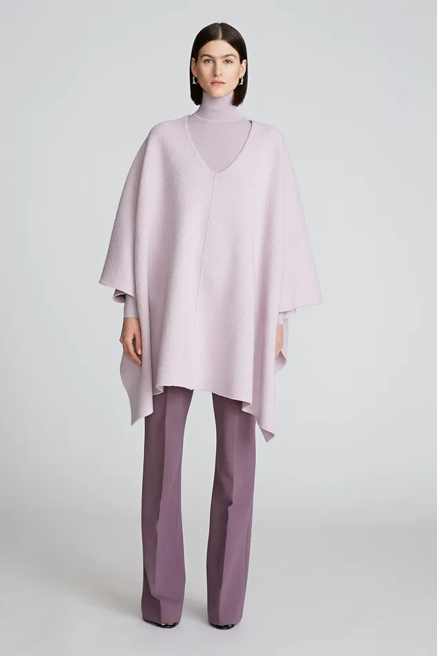 Halston Bridget Poncho In Boiled Wool Light Plum Women Knitwear