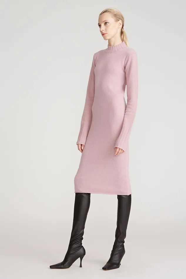 Halston Brinkley Wool Cashmere Dress Dusty Rose Women Knitwear Halston Brinkley Wool Cashmere Dress Dusty Rose Women Knitwear