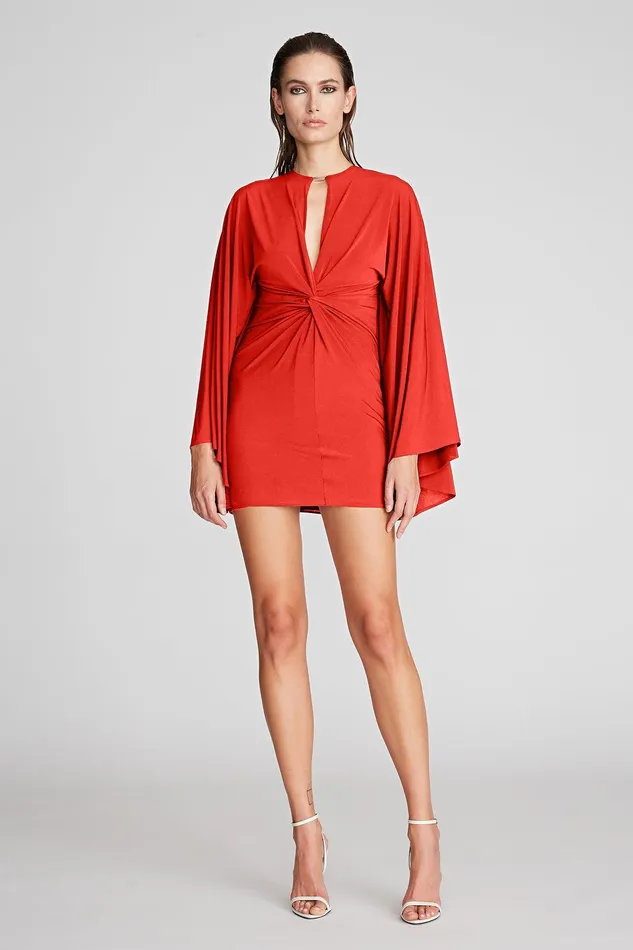 Halston Carolina Dress In Jersey Halston Red Women Mini Dresses