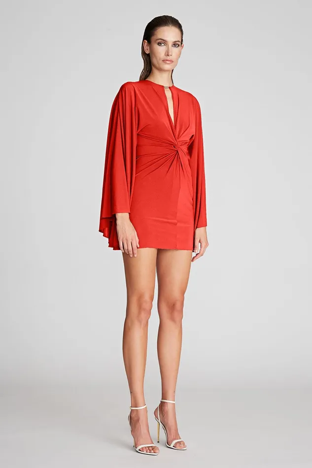 Halston Carolina Dress In Jersey Halston Red Women Mini Dresses
