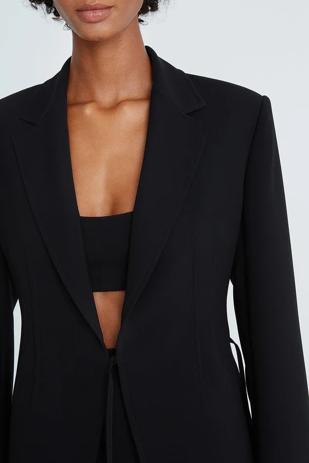 Halston Carolyn Crepe Tailored Blazer Black Women Jackets And Blazers Halston Carolyn Crepe Tailored Blazer Black Women Jackets And Blazers