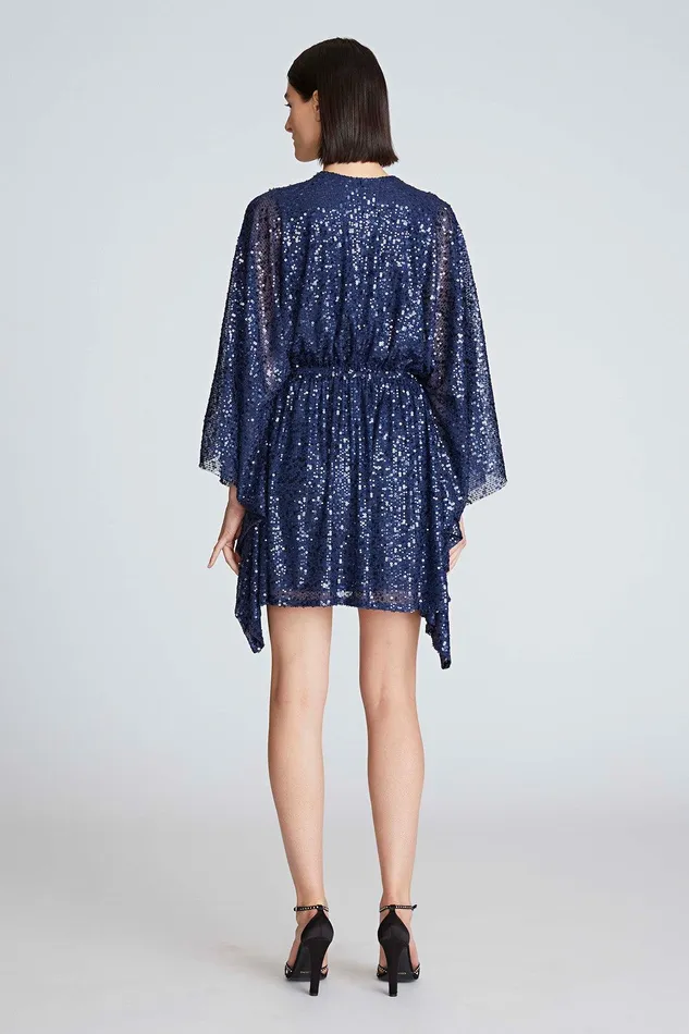 Halston Catalina Dress In Sequins Navy Women Cocktail Dresses