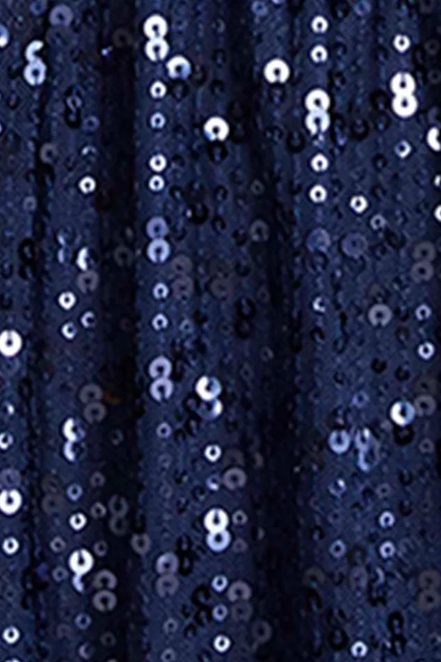 Halston Catalina Dress In Sequins Navy Women Cocktail Dresses