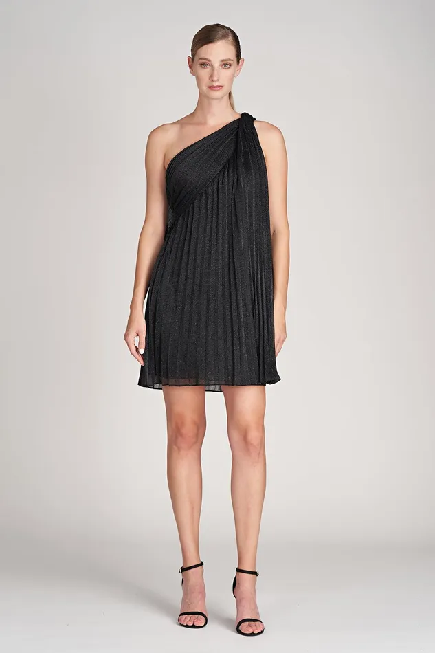 Halston Clare Dress In Shimmer Jersey Black Women Cocktail Dresses