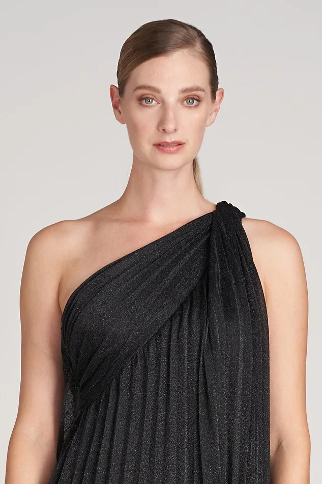 Halston Clare Dress In Shimmer Jersey Black Women Cocktail Dresses