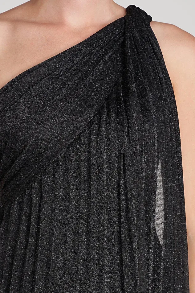 Halston Clare Dress In Shimmer Jersey Black Women Cocktail Dresses