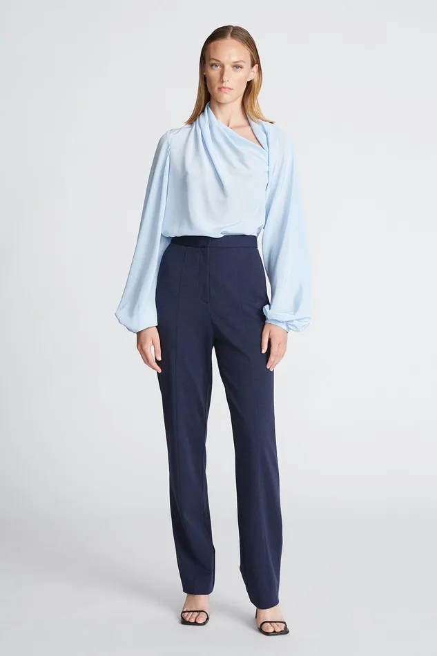 Halston Collins Pant In Knit Suiting Midnight Women Bottoms