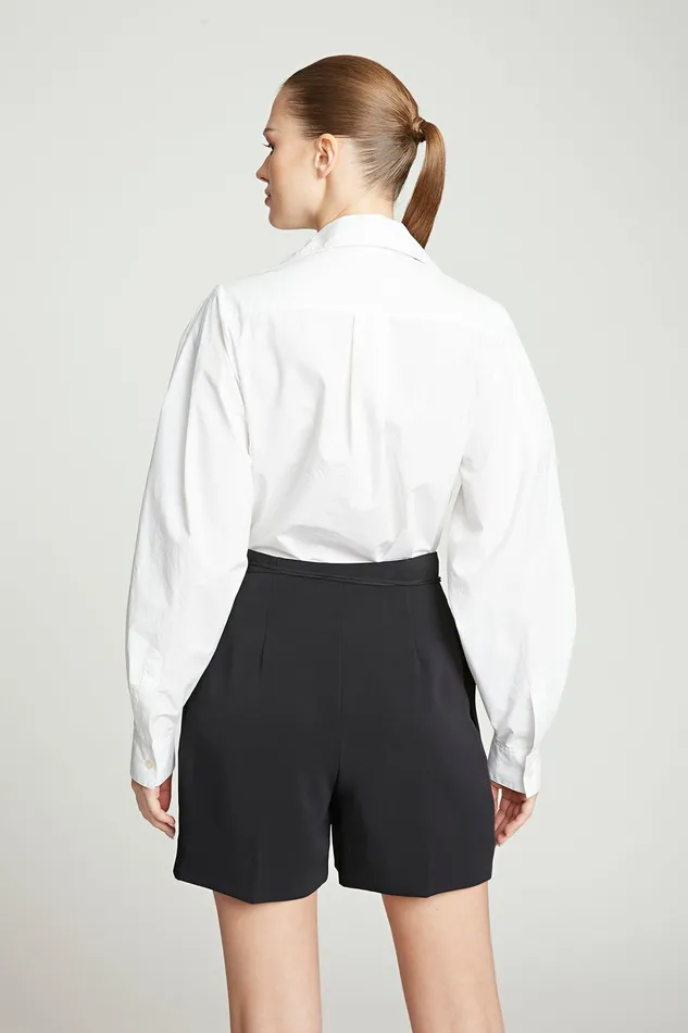 Halston Corey Cotton Shirting Bodysuit Chalk Women Tops Halston Corey Cotton Shirting Bodysuit Chalk Women Tops