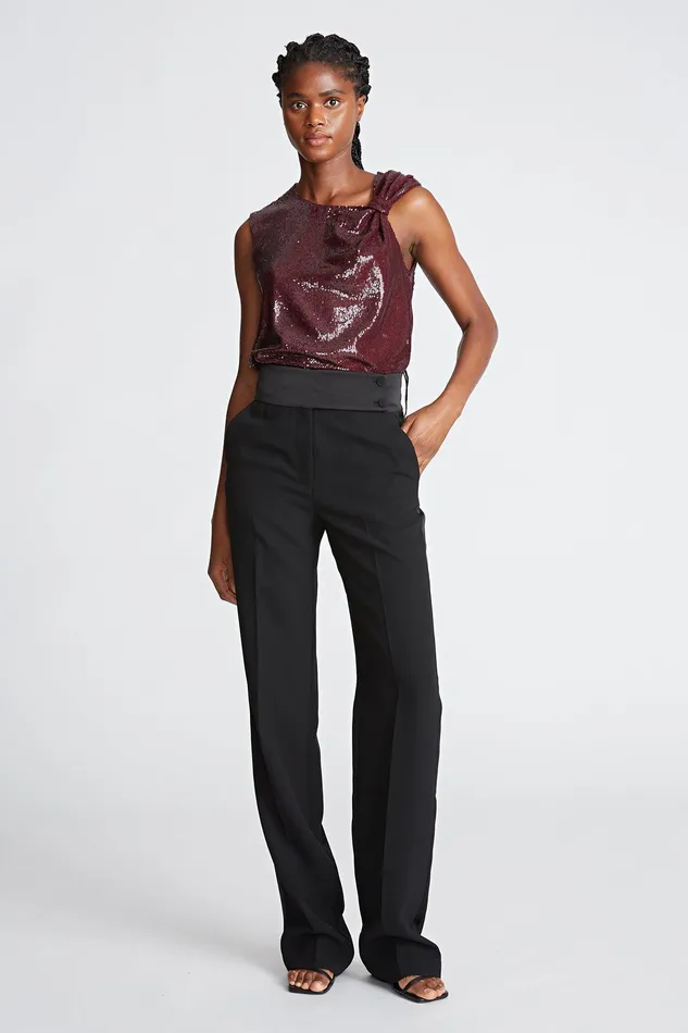 Halston Cynthia Top In Sequins Bordeaux Women Tops