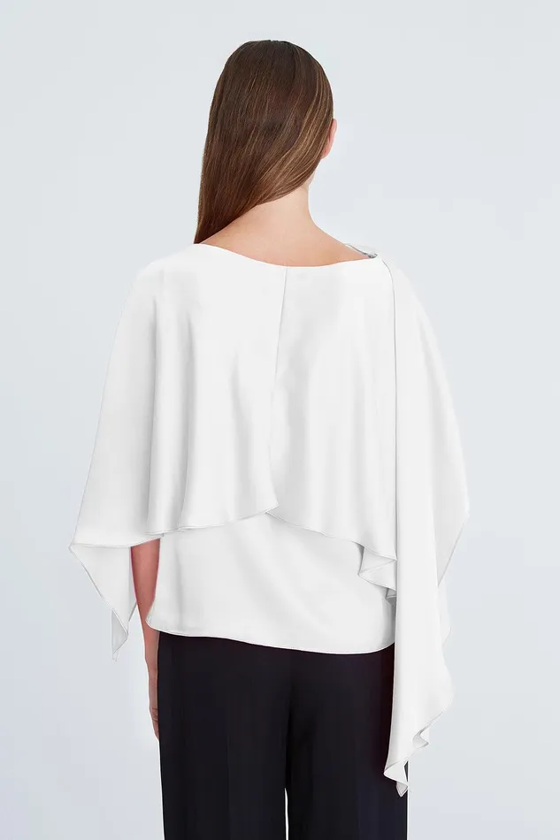 Halston Dahlia Charmeuse Draped Top Chalk Women Tops Halston Dahlia Charmeuse Draped Top Chalk Women Tops