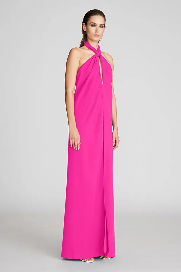 Halston Dani Jumpsuit In Stretch Crepe Berry Women Jumpsuits