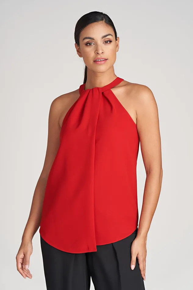 Halston Dayana Top In Stretch Crepe Halston Red Women Tops