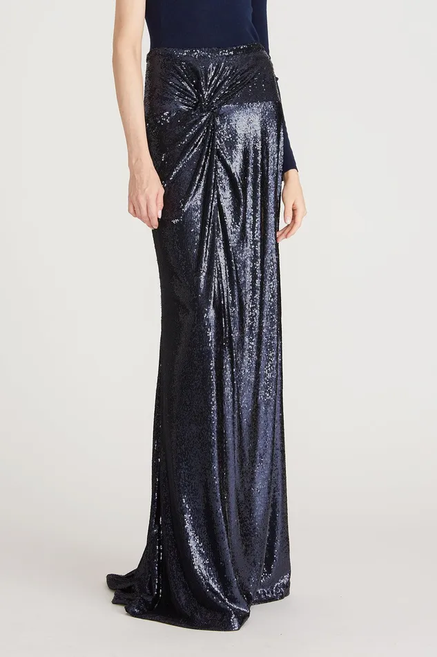 Halston Desi Sequins Twist Skirt Navy Women Bottoms Halston Desi Sequins Twist Skirt Navy Women Bottoms