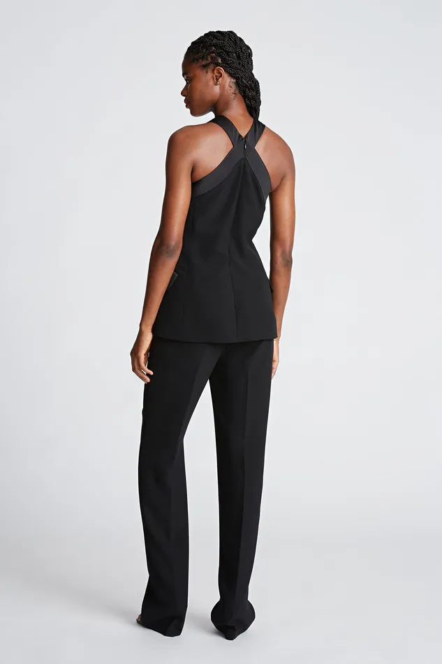 Halston Drew Jumpsuit In CrepeSatin Black Women Jumpsuits Halston Drew Jumpsuit In CrepeSatin Black Women Jumpsuits