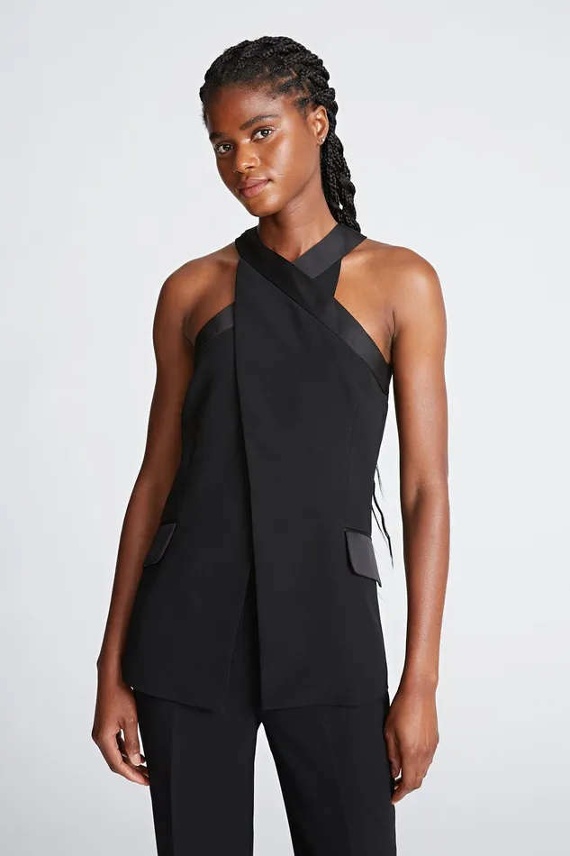 Halston Drew Jumpsuit In CrepeSatin Black Women Jumpsuits Halston Drew Jumpsuit In CrepeSatin Black Women Jumpsuits