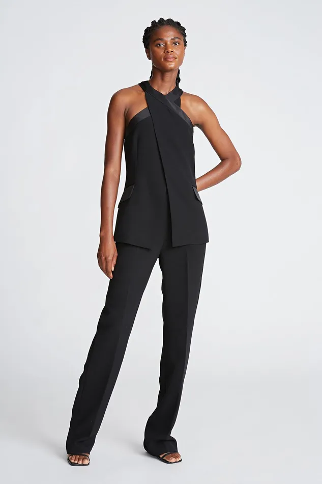 Halston Drew Jumpsuit In CrepeSatin Black Women Jumpsuits Halston Drew Jumpsuit In CrepeSatin Black Women Jumpsuits