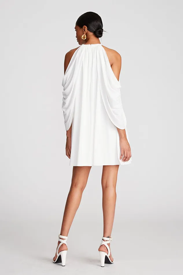 Halston Elsie Dress In Stretch Jersey Chalk Women Mini Dresses Halston Elsie Dress In Stretch Jersey Chalk Women Mini Dresses
