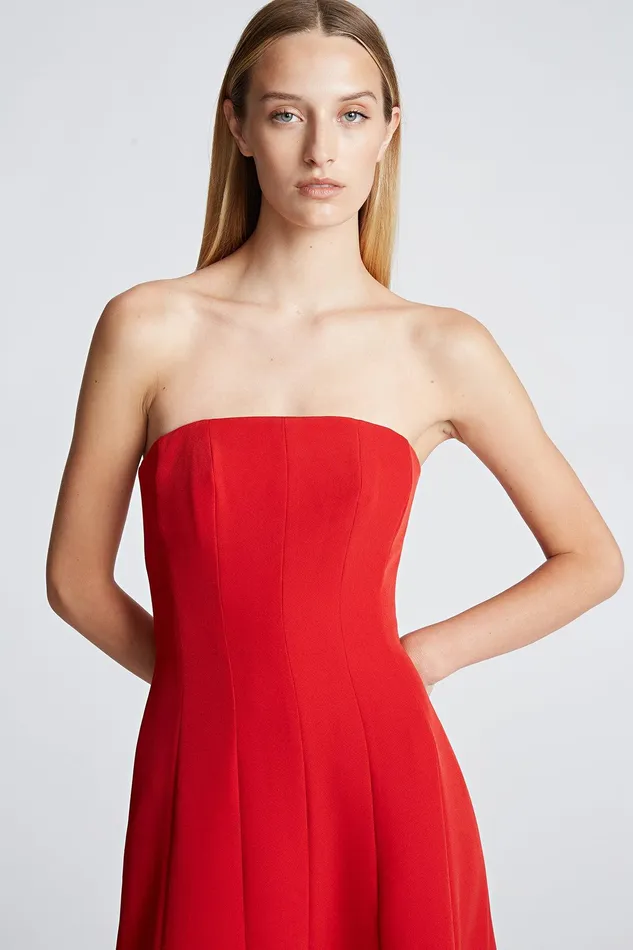 Halston Emelia Dress In Stretch Crepe Halston Red Women Midi Dresses Halston Emelia Dress In Stretch Crepe Halston Red Women Midi Dresses
