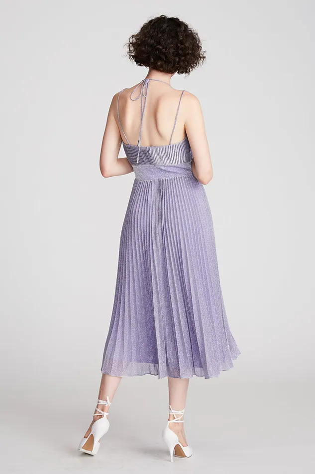 Halston Evelia Dress In Shimmer Jersey Amethyst Women Midi Dresses Halston Evelia Dress In Shimmer Jersey Amethyst Women Midi Dresses