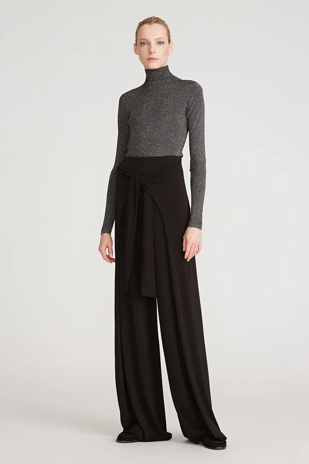 Halston Fai Lurex Turtleneck Sweater Black Silver Women Knitwear Halston Fai Lurex Turtleneck Sweater Black Silver Women Knitwear