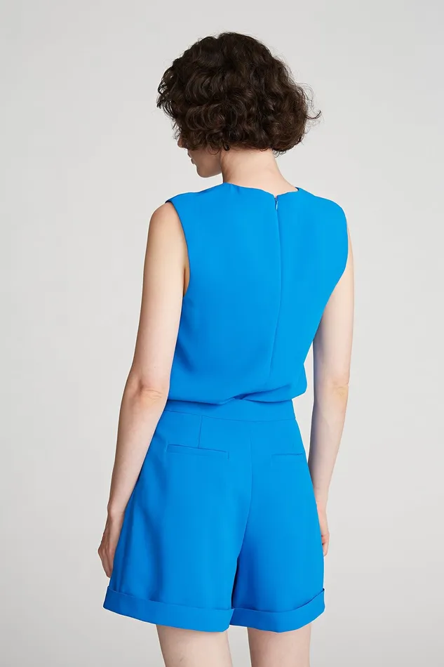 Halston Faren Top In Fluid Crepe Ocean Women Tops Halston Faren Top In Fluid Crepe Ocean Women Tops