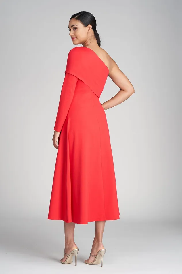 Halston Felice Dress In Milano Jersey Halston Red Women Midi Dresses Halston Felice Dress In Milano Jersey Halston Red Women Midi Dresses
