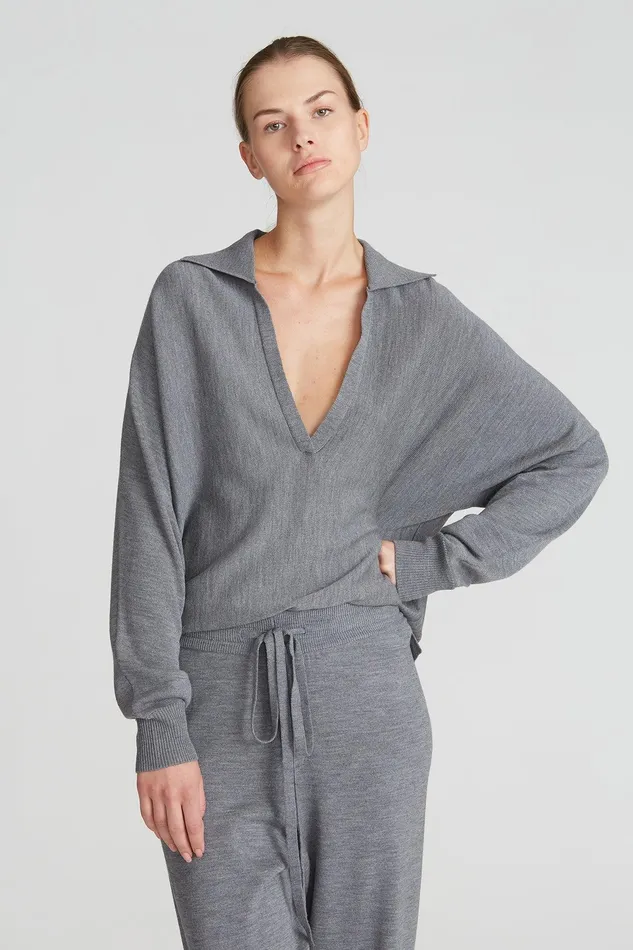 Halston Frankie Sweater Medium Heather Grey Women Tops