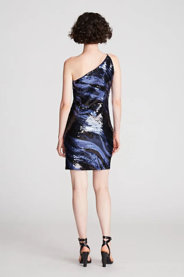 Halston Gabriella Dress In Sequins Twilight Color Block Women Mini Dresses Halston Gabriella Dress In Sequins Twilight Color Block Women Mini Dresses