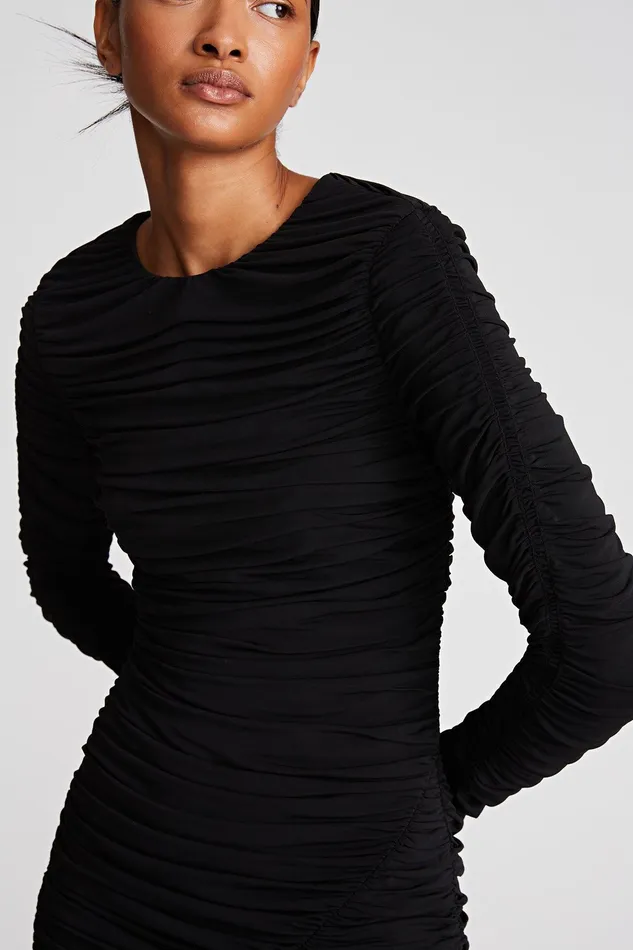 Halston Gwen Dress In Stretch Jersey Black Women Mini Dresses Halston Gwen Dress In Stretch Jersey Black Women Mini Dresses