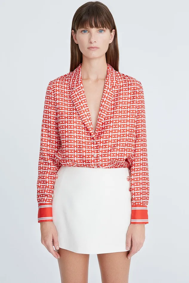 Halston Hallie Cotton Twill Skort Chalk Women Bottoms