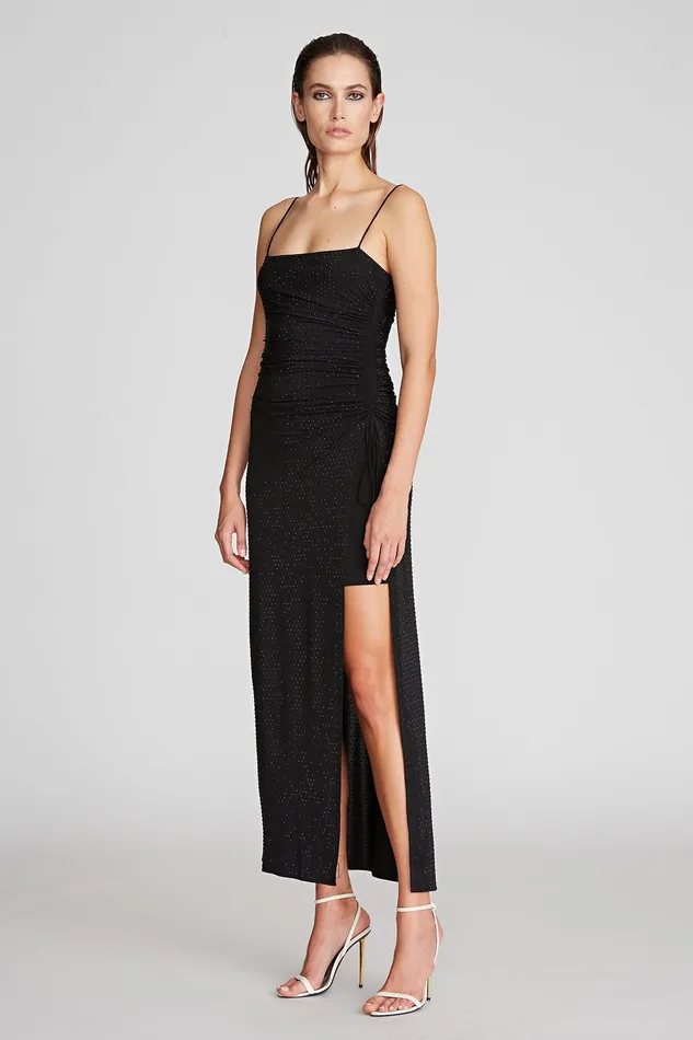 Halston Hanna Dress In Crystal Jersey Black Women Cocktail Dresses Halston Hanna Dress In Crystal Jersey Black Women Cocktail Dresses