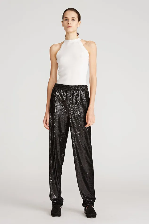 Halston Hannah Sequin Pant Black Women Bottoms