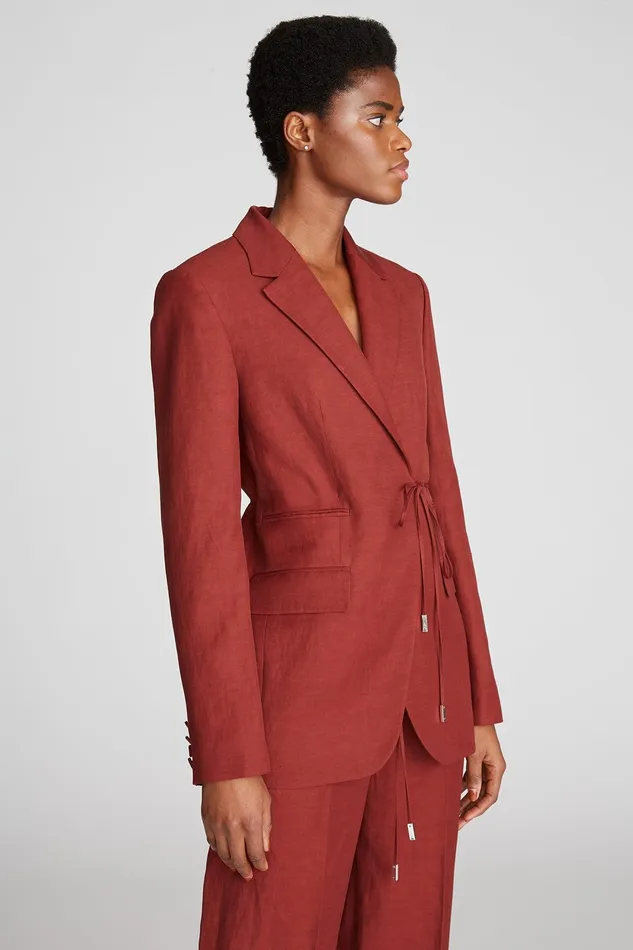 Halston Harper Jacket In Viscose Linen Russet Women Jackets And Blazers Halston Harper Jacket In Viscose Linen Russet Women Jackets And Blazers