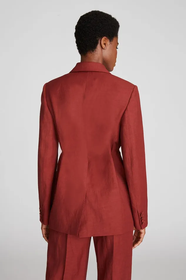 Halston Harper Jacket In Viscose Linen Russet Women Jackets And Blazers Halston Harper Jacket In Viscose Linen Russet Women Jackets And Blazers