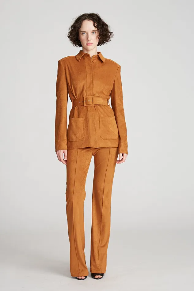 Halston Jesse Jacket In Ultrasuede Saddle Women Jackets And Blazers