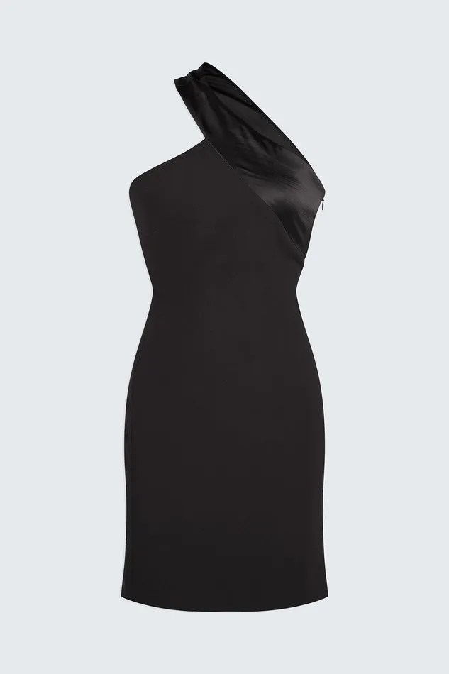 Halston Julissa Dress In CrepeSatin Black Women Mini Dresses