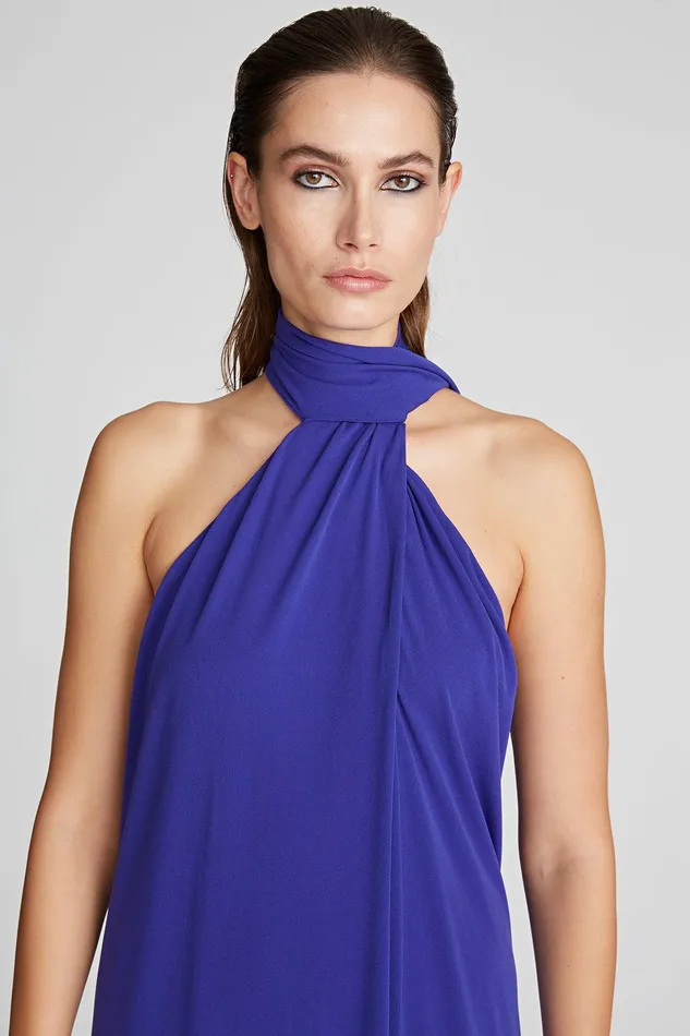 Halston Kali Cocktail In Crepe Jersey Iris Women Cocktail Dresses Halston Kali Cocktail In Crepe Jersey Iris Women Cocktail Dresses