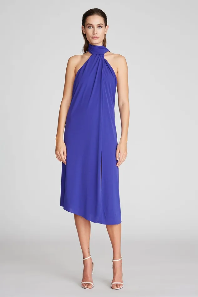 Halston Kali Cocktail In Crepe Jersey Iris Women Mini Dresses