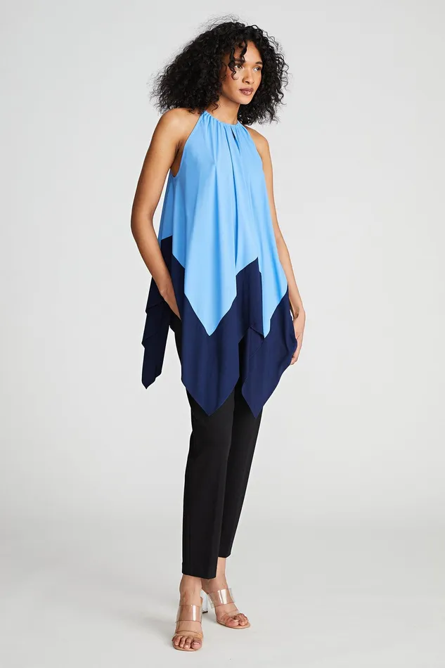 Halston Kavita Top In Crepe De Chine Medium Blue Women Tops