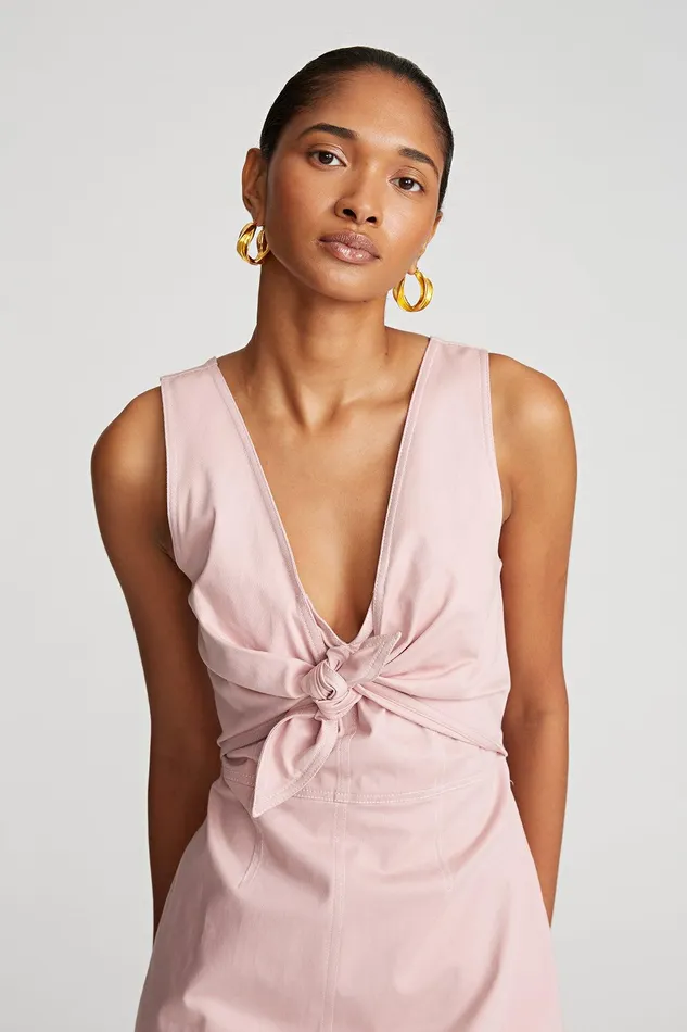 Halston Keeler Dress In Cotton Twill Peony Women Mini Dresses