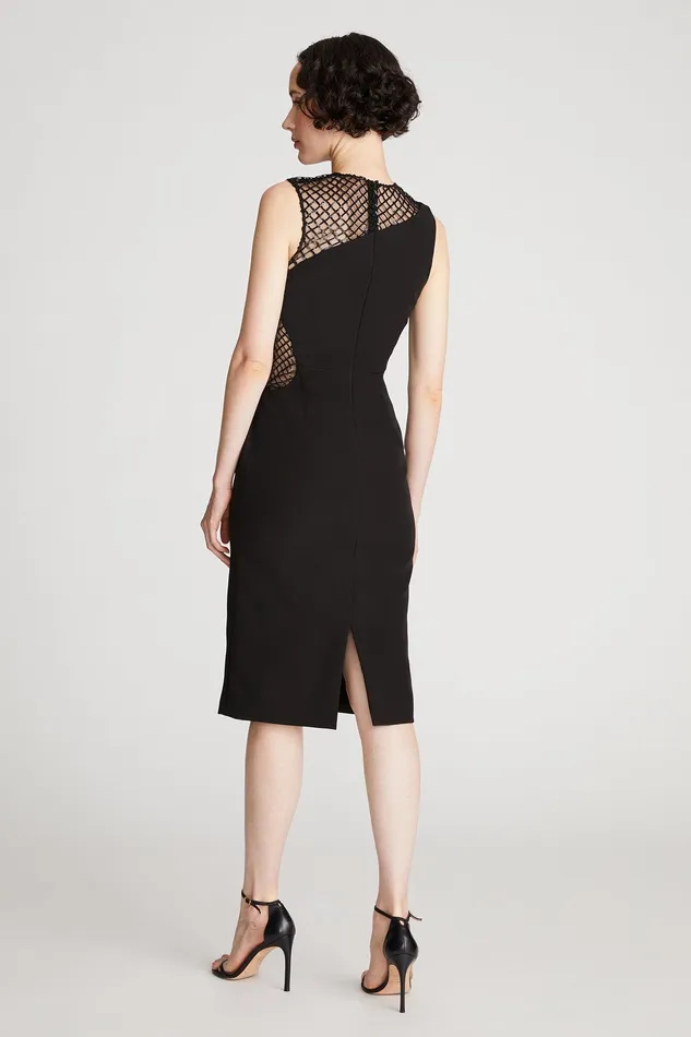 Halston Kenda Dress In Crepe and Sequin Black Women Black Dresses Halston Kenda Dress In Crepe and Sequin Black Women Black Dresses
