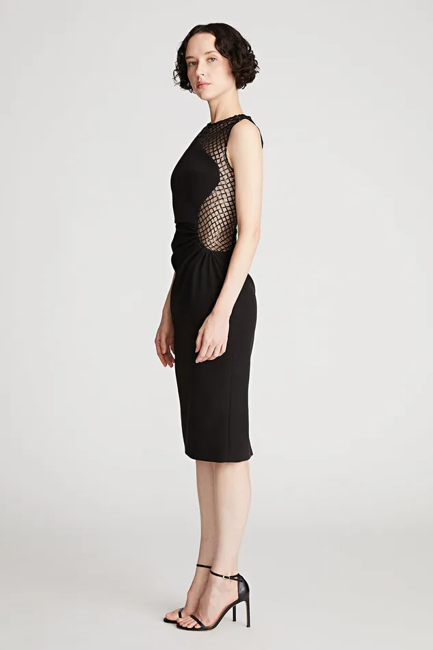 Halston Kenda Dress In Crepe and Sequin Black Women Black Dresses Halston Kenda Dress In Crepe and Sequin Black Women Black Dresses