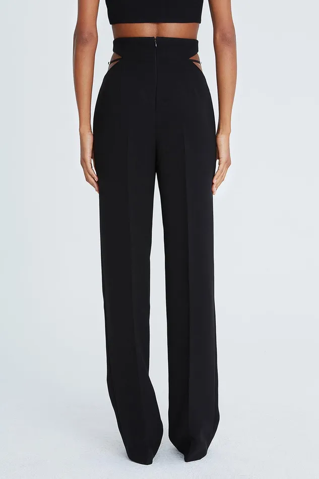 Halston Kenzie Crepe Cut Out Pants Black Women Bottoms Halston Kenzie Crepe Cut Out Pants Black Women Bottoms