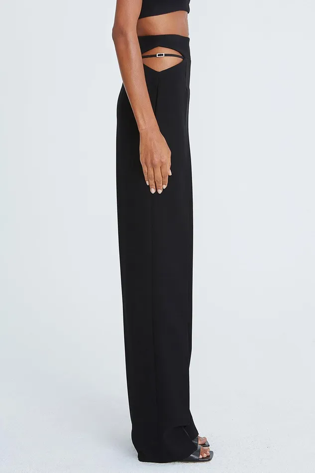 Halston Kenzie Crepe Cut Out Pants Black Women Bottoms Halston Kenzie Crepe Cut Out Pants Black Women Bottoms