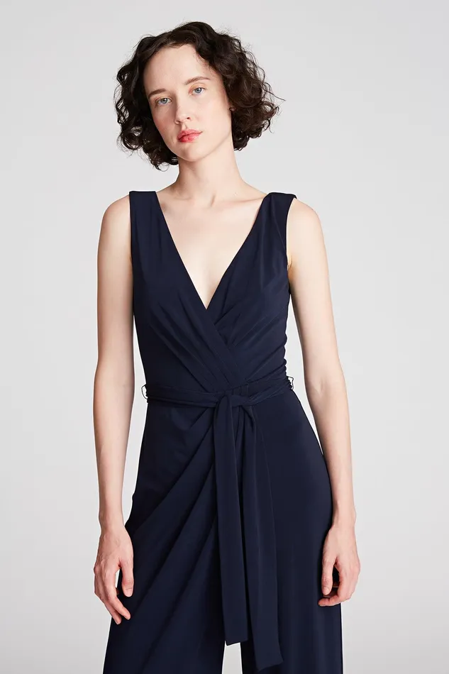 Halston Kia Jumpsuit In Jersey Navy Women Jumpsuits Halston Kia Jumpsuit In Jersey Navy Women Jumpsuits