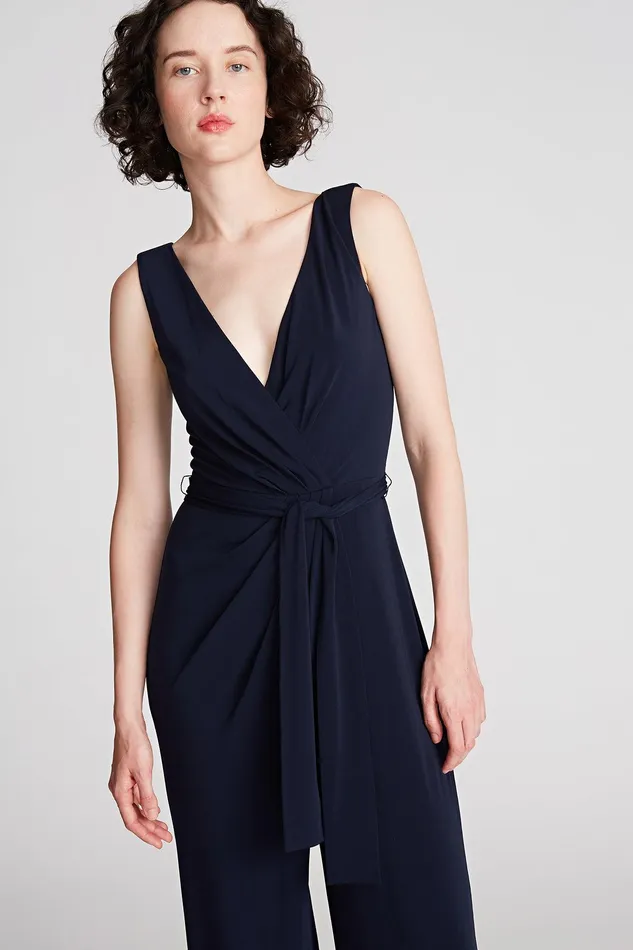 Halston Kia Jumpsuit In Jersey Navy Women Jumpsuits Halston Kia Jumpsuit In Jersey Navy Women Jumpsuits