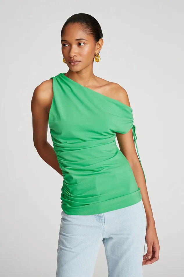 Halston Kiani Top In Stretch Jersey Citrus Green Women Tops