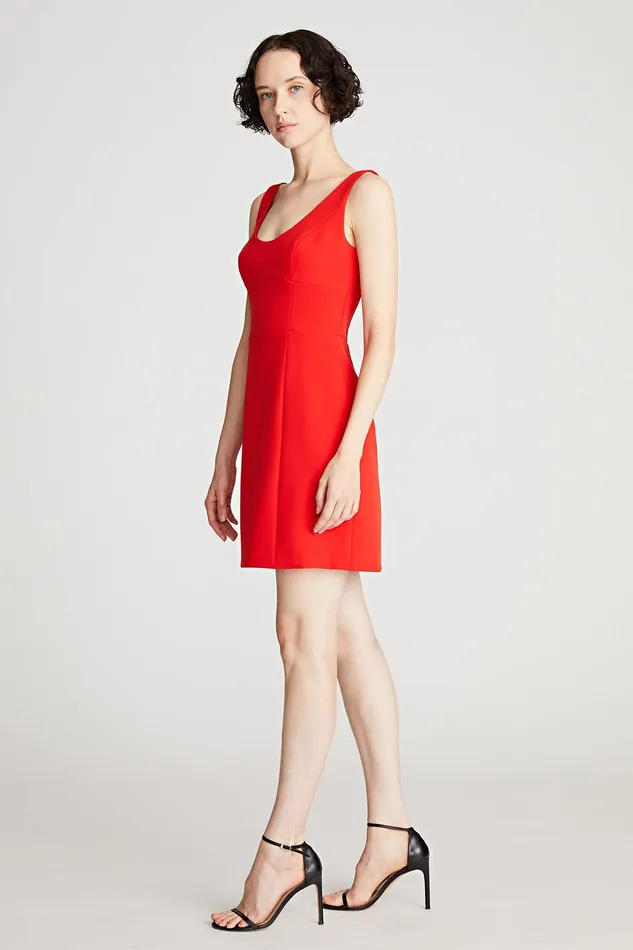 Halston Larisa Dress In Stretch Crepe Lipstick Red Women Cocktail Dresses Halston Larisa Dress In Stretch Crepe Lipstick Red Women Cocktail Dresses