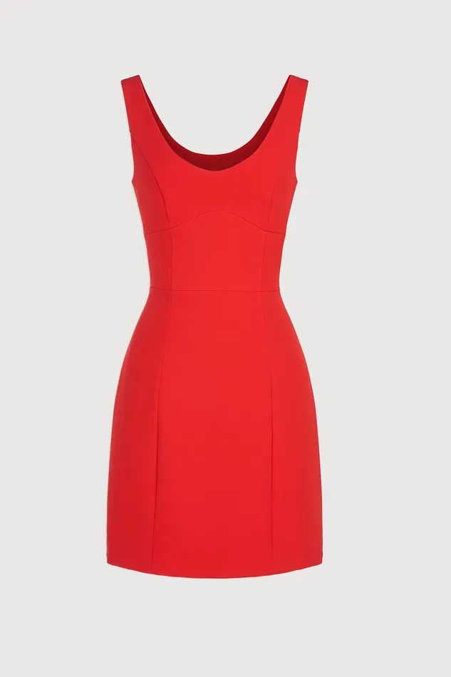 Halston Larisa Dress In Stretch Crepe Lipstick Red Women Cocktail Dresses Halston Larisa Dress In Stretch Crepe Lipstick Red Women Cocktail Dresses